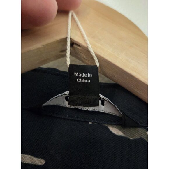 Ouku Men Shirt Long Sleeves Size Medium Black and Camo Collared New With Tag - Picture 3 of 8